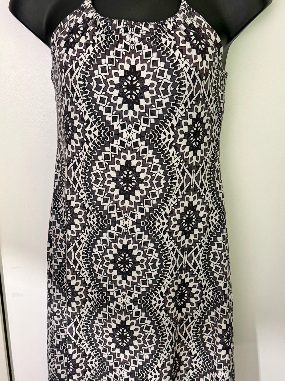 Prana Black and White Geometric Halter Mini Dress